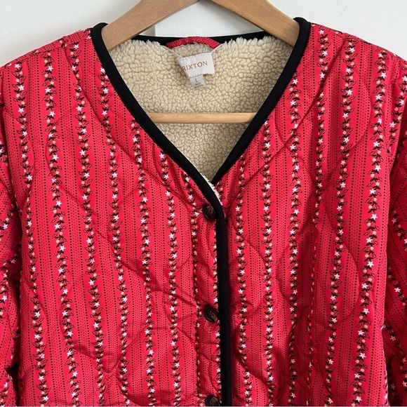 BRIXTON Reversible Faux Shearling Quilted Jacket in Mars Red Prairie Floral - Picture 11 of 16